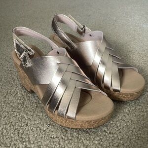 Pink Clarks Giselle Ivy Wedge Sandals